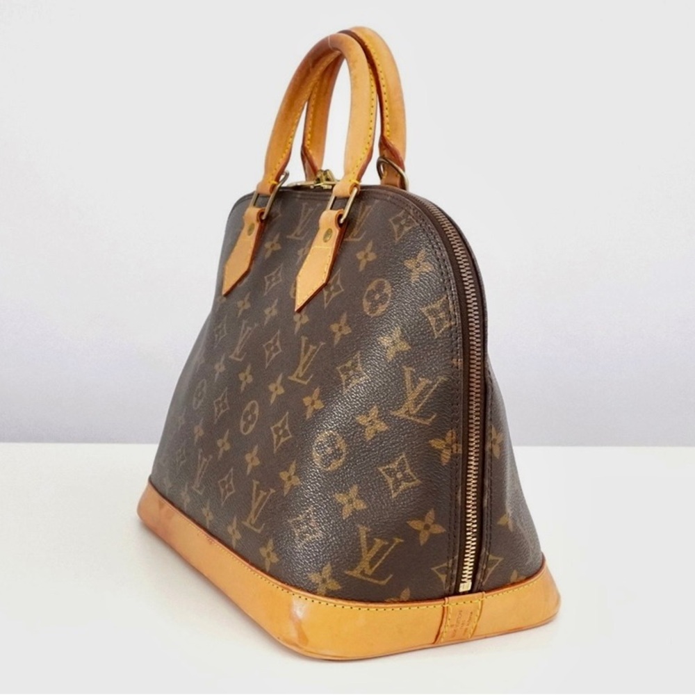 Louis Vuitton Monogram Alma Handbag - Brown & Tan Leather - Picture 13 of 16